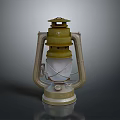 Vintage Lamp Combination with Olive Green Top Metal Frame and Glass Shade