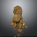 Golden Geometric Lion Sculpture With Low Poly Design And Reflective Surface On Black Background