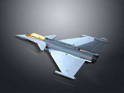 Modern Gray Fighter Jet Model With Yellow Cockpit And Aerodynamic Wings 3d model