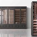 Modern Wine Cabinet With Glass Doors And Layered Shelves For Wine Storage