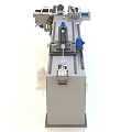 Automated Industrial Processing Equipment With Blue Control Components And Conveyor Workbench