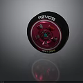 Car Wheel With Red Rim RZYOS Tire And Green Center Metallic Design
