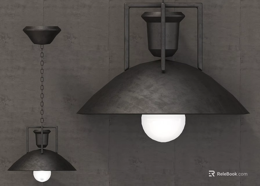 Modern Black Industrial Metal Pendant Light with Minimalist Shade for Interior Ceiling 3d model 