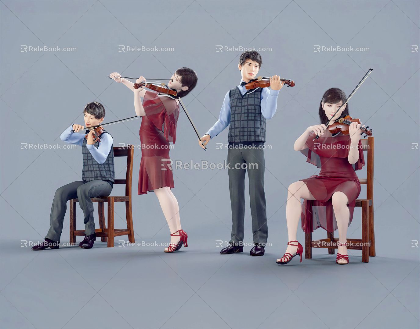 modern double music performance musical instrument playing instrument violin playing violin 3d model