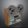 Vintage Electronic Reel to Reel Tape Recorder with Wooden Base Metal Reels and Control Panel