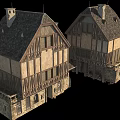 Ancient Architecture With Timber Frame Structure Stone Walls And Sloped Roof Design