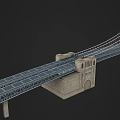 Suspension Bridge Architectural Structure With Steel Tower Cables Pier And Deck Design 3d model