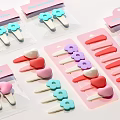 Colorful Hair Clips With Flower Heart Shapes In Transparent Plastic Packaging