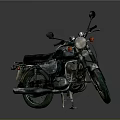Vintage Dark Green Motorcycle With Round Headlight And Rearview Mirrors