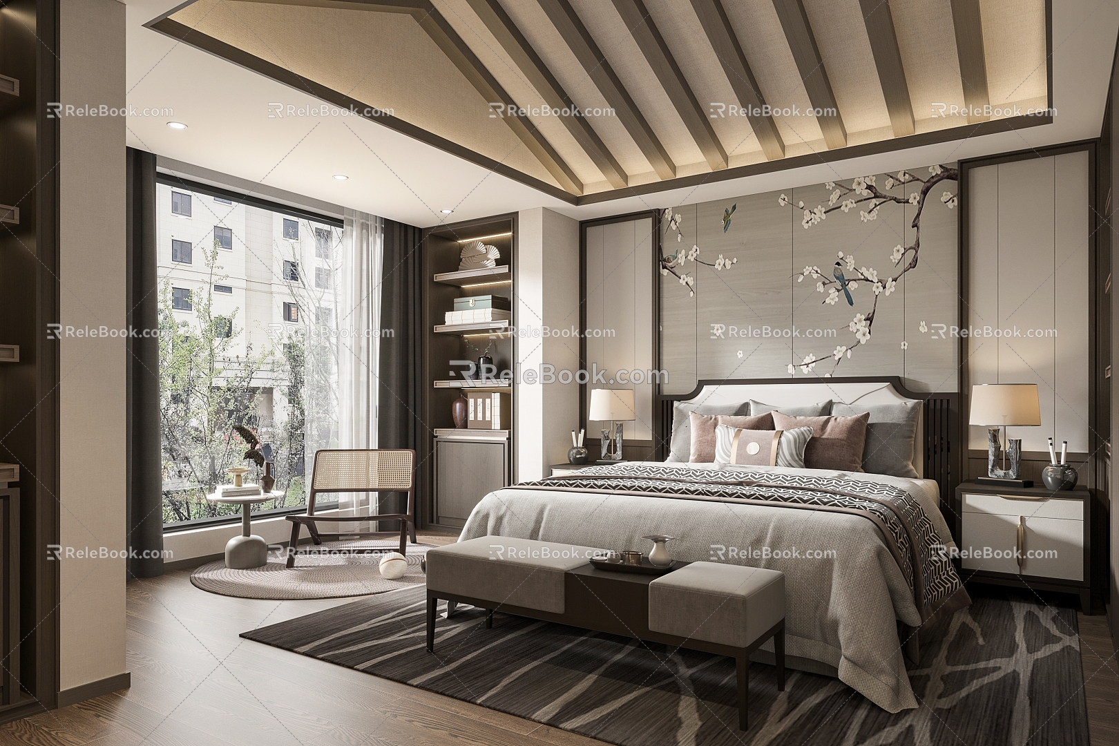 New Chinese-style master bedroom model