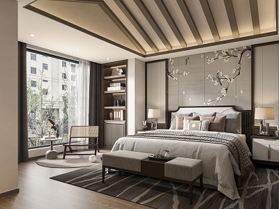 New Chinese-style master bedroom model