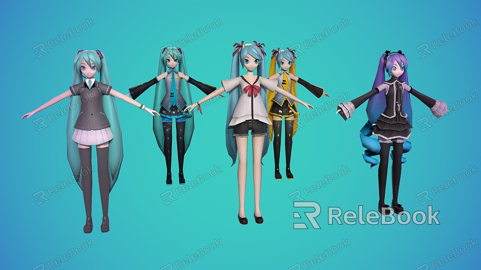 Hattaine Future Anime Character Cartoon Character Female Character Hand-painted Character Anchorwoman Dancing Long Hair Double Pony Tail Lori Cartoon Girl model