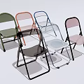Folding Single Chairs With Multiple Colors And Modern Metal Frame Design 3d model