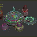 Futuristic Sci Fi City Architecture With Domed Towers Floating Sections And Complex Design 3d model