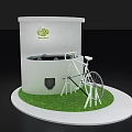 Scenic Photo Check In Spot With Circular White Structure Green Grass And Bicycles