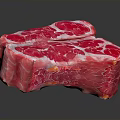 Fresh Raw Beef Steak Slices With Marbled Red Texture On Black 3d model