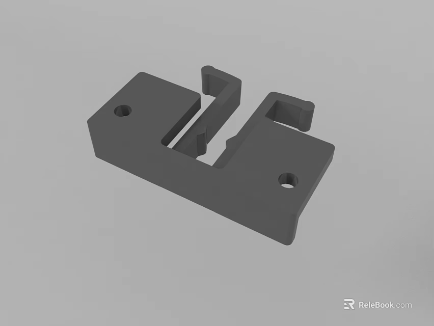 Gray Mechanical Bracket With Mounting Holes And Groove Structure Design 3d model 