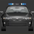 Gray Police Sedan With Blue Red Lights And Badge On Body