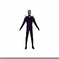 Man Wearing Purple Outfit With Black Collar 3D Virtual Character Model Design