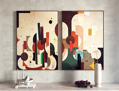 Modern abstract painting hanging painting decorative painting 3d model