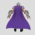 Game And Movie Character In Silver Armor With Purple Cape And Spiked Decorations