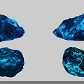 Wooden Stone Decorative Pieces Featuring Blue Glowing Texture On Black Background