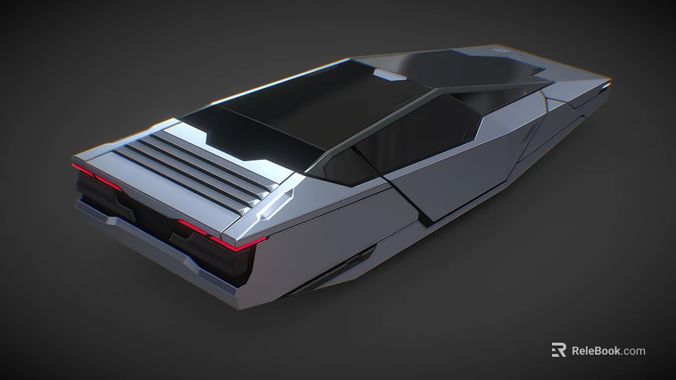 Futuristic 3D Model Car With Sleek Design And Geometric Shapes Rear End 3d model 