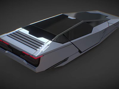 Futuristic 3D Model Car With Sleek Design And Geometric Shapes Rear End 3d model