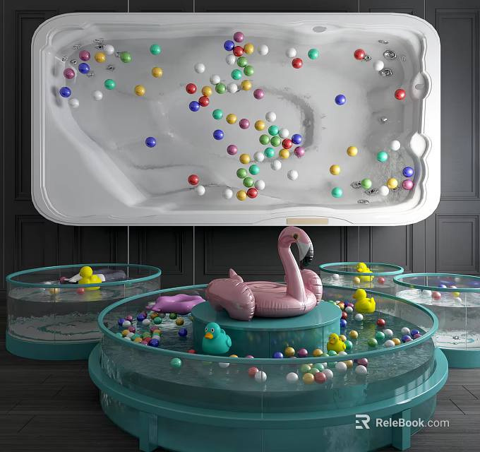 Commercial Kids Play Ball Pool Equipment With Colorful Balls And Inflatable Toys 3d model 