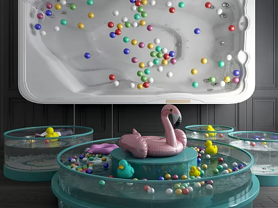 Commercial Kids Play Ball Pool Equipment With Colorful Balls And Inflatable Toys 3d model
