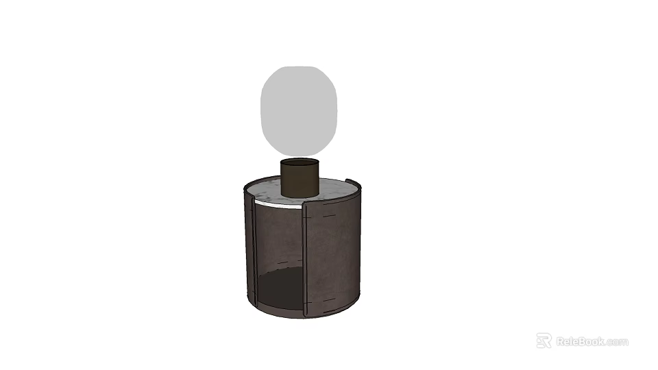 Modern Cylindrical Dark Side Table With White Round Top Decor 3d model 