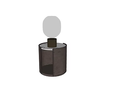 Modern Cylindrical Dark Side Table With White Round Top Decor 3d model
