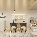 Modern Beauty Hair Salon Interior With Elegant Sofa Gold Accents And Round Window