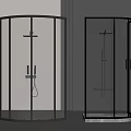 Modern Shower Sauna Enclosure Design with Glass Panels Metal Frame and Fixtures