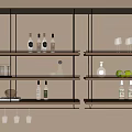 Stylish Wall Mounted Wooden Wine Rack With Wine Bottles Glasses And Fruits