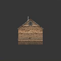 Rustic Wooden Barn Structure With Rusty Corrugated Metal Roof And Wooden Door