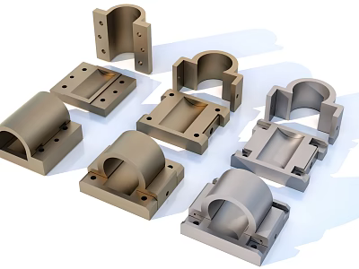 Precision Machined Metal Mechanical Components With Square Base And Circular Holes 3d model