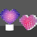 Heart Shaped Pixel Style Photo Spot With Purple Blue Pink Icons On White Base