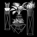 Bonsai Potted Plants With Palm Leaves And Metal Plant Stands In Various Designs