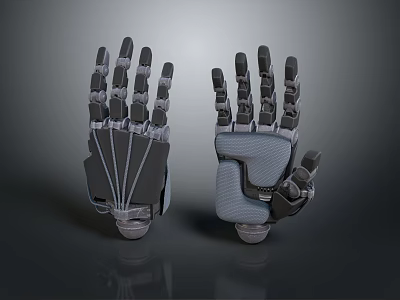 Modern Robotic Mechanical Hands Equipment With Metal Structure And Joints 3d model