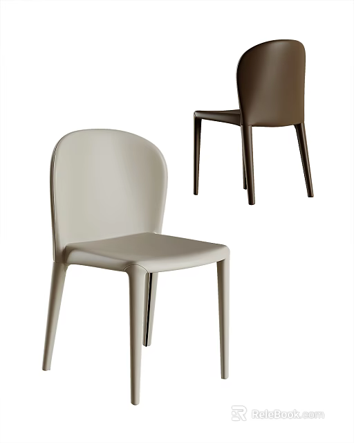 Modern Stylish Lounge Chair With White And Brown Sleek Design For Living Room 3d model 