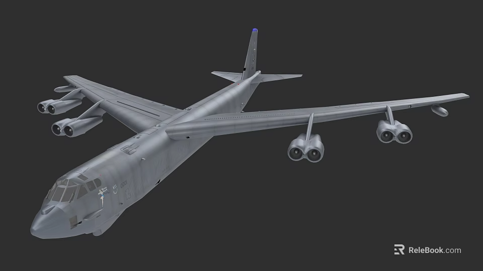 Gray Military Fighter Jet With Four Engines And Long Wing Structure Design 3d model 