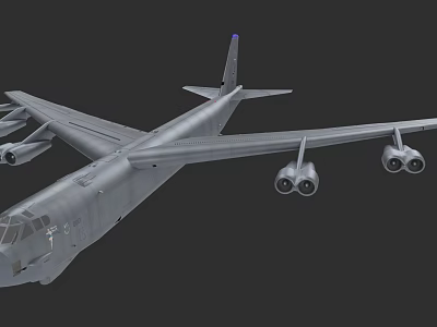 Gray Military Fighter Jet With Four Engines And Long Wing Structure Design 3d model