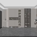 Elegant Modern Shoe Cabinet Interior Design With Storage Shelves And Decorative Elements 3d model