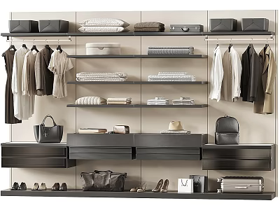 Modern Open Wardrobe With Large Storage Space For Clothes Shoes Bags And Other Daily Belongings 3d model