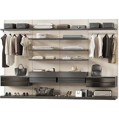 Modern Open Wardrobe With Large Storage Space For Clothes Shoes Bags And Other Daily Belongings 3d model