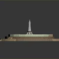 Architectural Model Featuring Central Tower And Circular Colorful Layered Platform