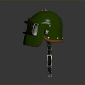 Green Weapon With Yellow Panel And Metal Edges Featuring Dome Top And Hooks