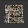 Antique Brass Door With Intricate Spiral Carvings And Ornate Patterns