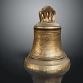 Vintage Brass Musical Bell With Decorative Top Handle And Golden Textured Surface